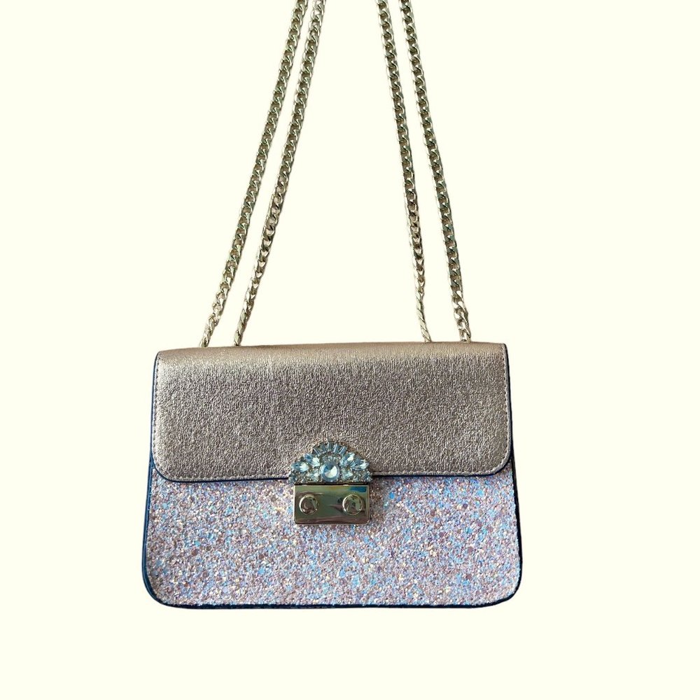 Gianni Bini rose gold leather and sequin crossbody shoulder bag